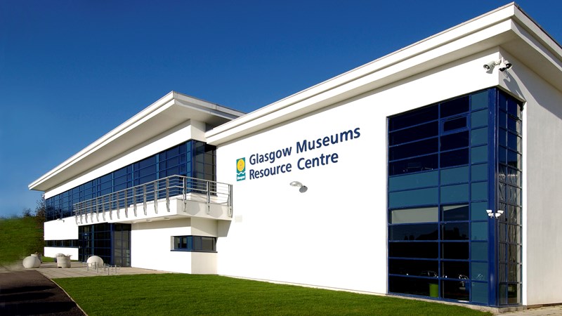 Photograph showing the outside and front entrance of The Open Museum at Glasgow Museums Resource Centre.