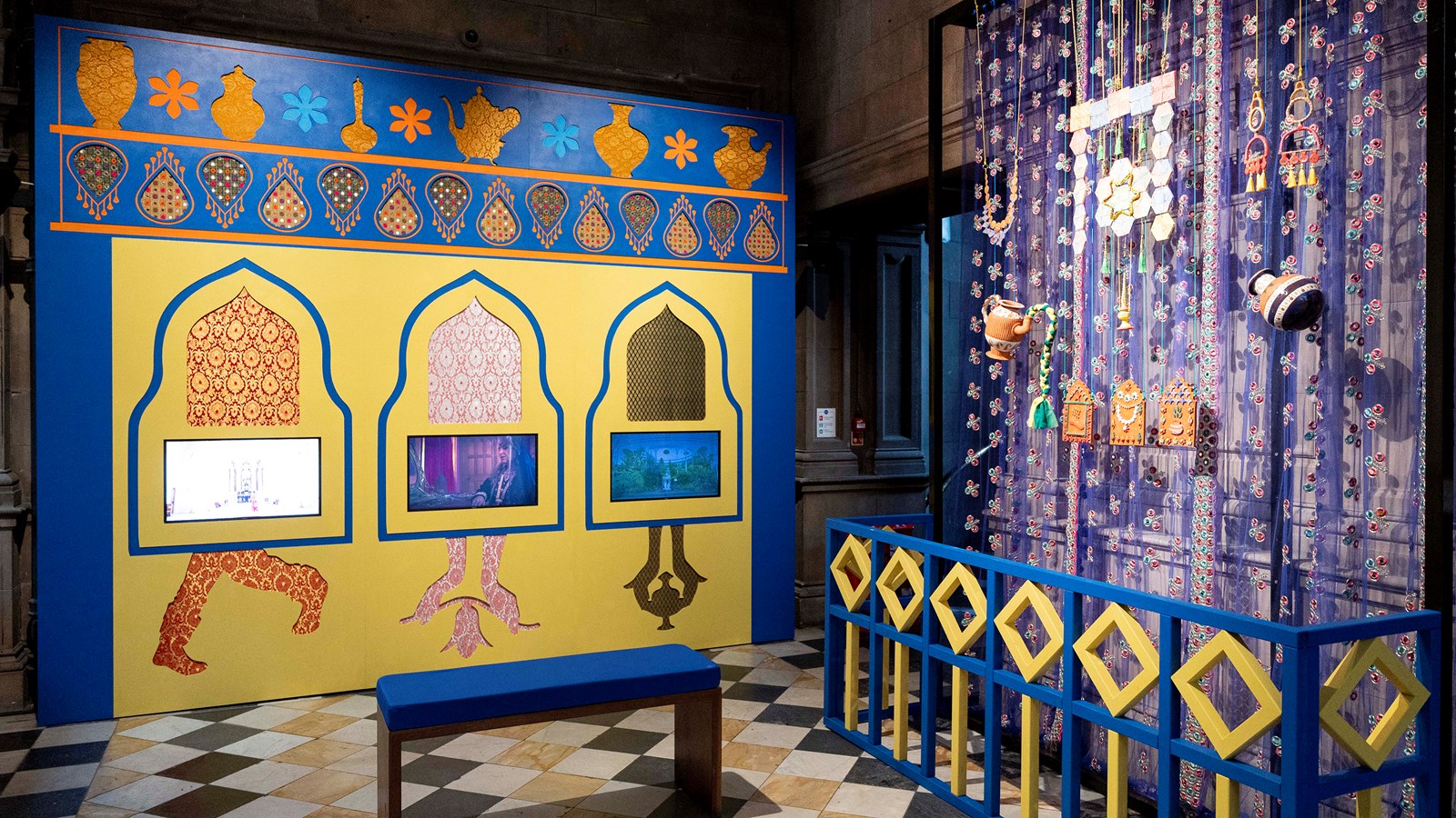 Installation photograph of Aqsa Arif: Anam KI Alamari (The Trophy Cupboard). Courtesy and © the artist. Photo: Glasgow Life Museums