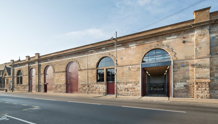 Tramway exterior - the Tramway is an old brick building with large windows